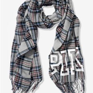 PINK Victoria's Secret Cozy Oversized Blanket Scarf Throw Plaid LOGO 27" x 88"